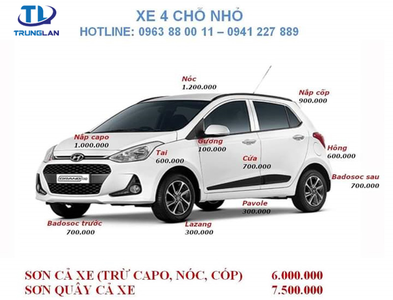Giá sơn xe Oto 4 chỗ cỡ nhỏ